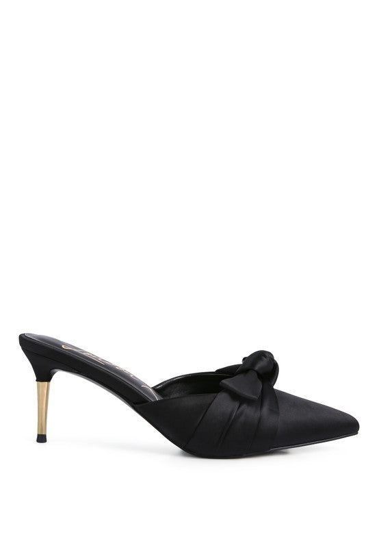 Queenie Satin Stiletto Mule Sandals - Anew Couture
