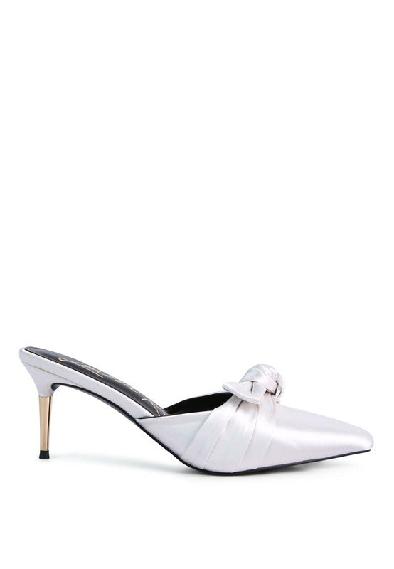 Queenie Satin Stiletto Mule Sandals - Anew Couture