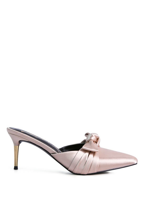 Queenie Satin Stiletto Mule Sandals - Anew Couture