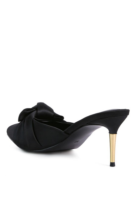 Queenie Satin Stiletto Mule Sandals - Anew Couture