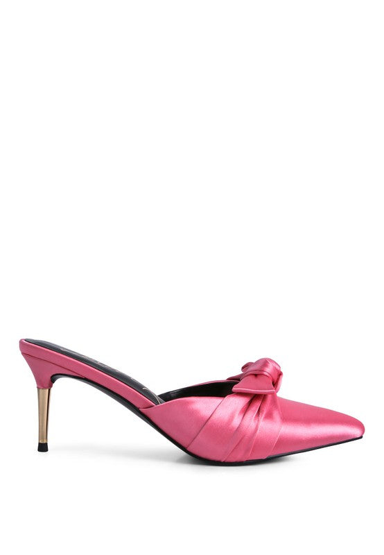 Queenie Satin Stiletto Mule Sandals - Anew Couture