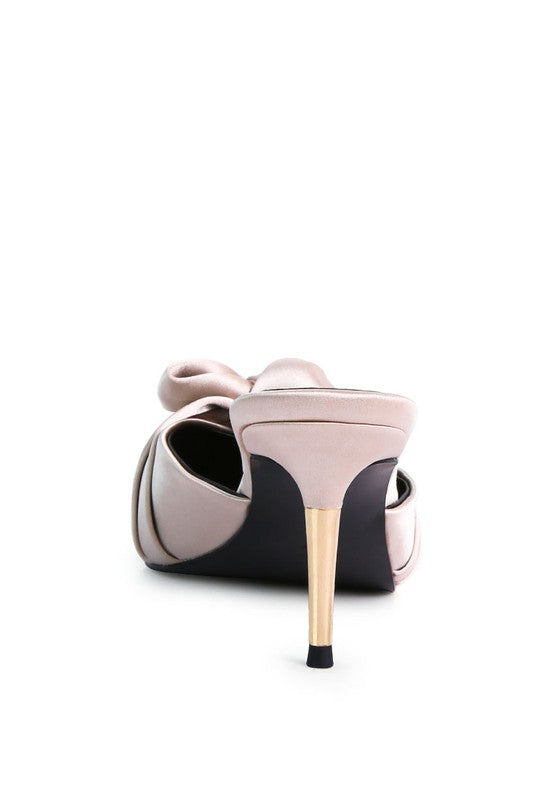 Queenie Satin Stiletto Mule Sandals - Anew Couture