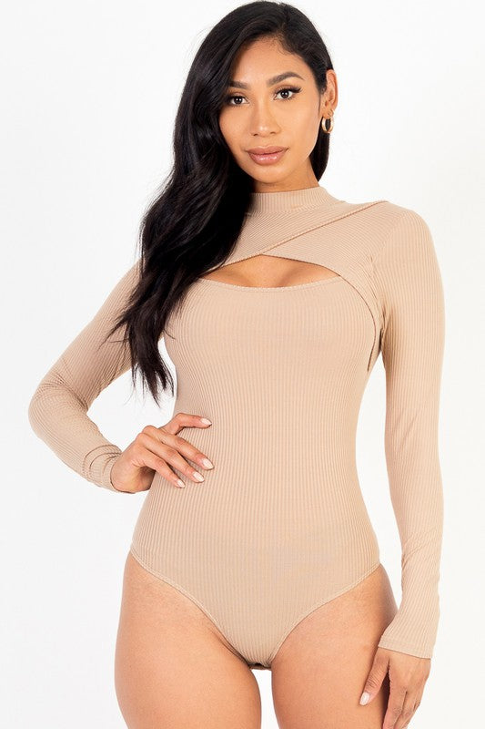 Front Cutout Long Sleeve Bodysuit - Anew Couture