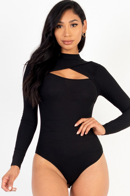 Front Cutout Long Sleeve Bodysuit - Anew Couture