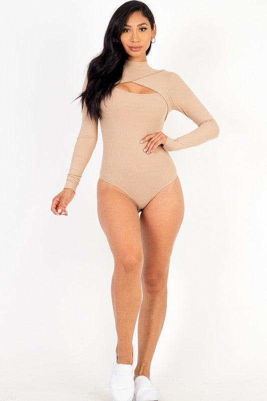 Front Cutout Long Sleeve Bodysuit - Anew Couture