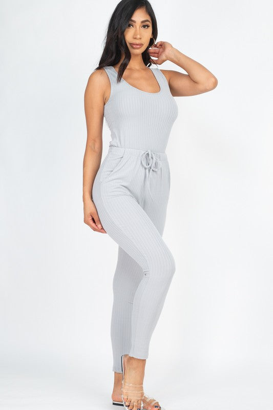 Ribbed Sleeveless Jumpsuit - Anew Couture