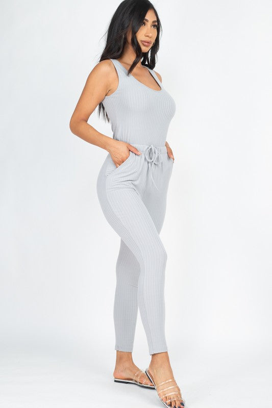 Ribbed Sleeveless Jumpsuit - Anew Couture