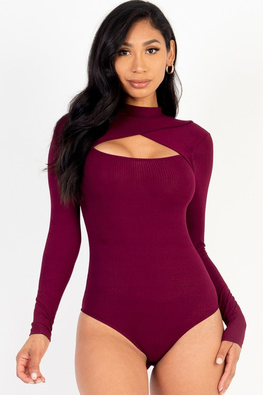 Front Cutout Long Sleeve Bodysuit - Anew Couture