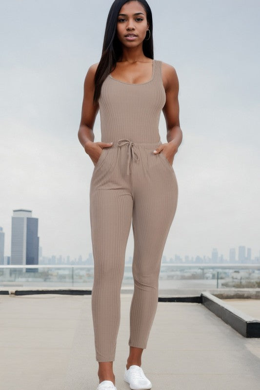 Ribbed Sleeveless Jumpsuit - Anew Couture