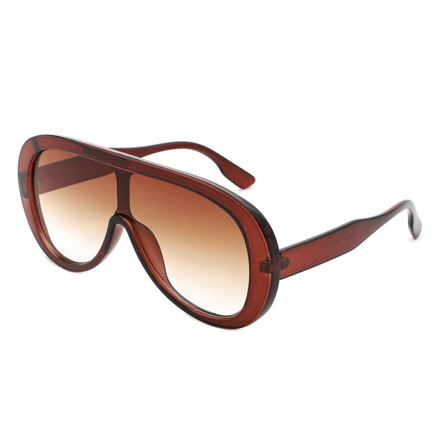 Brown sunglasses with a gradient lens on a white background