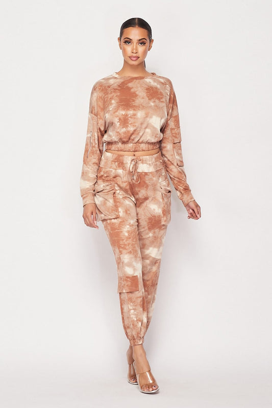 Caramel Acid Wash Jogger Set - Anew Couture