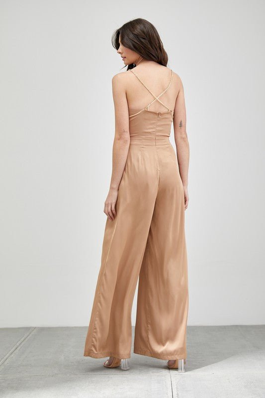 Cowl Neck Woven Jumpsuit - Anew Couture