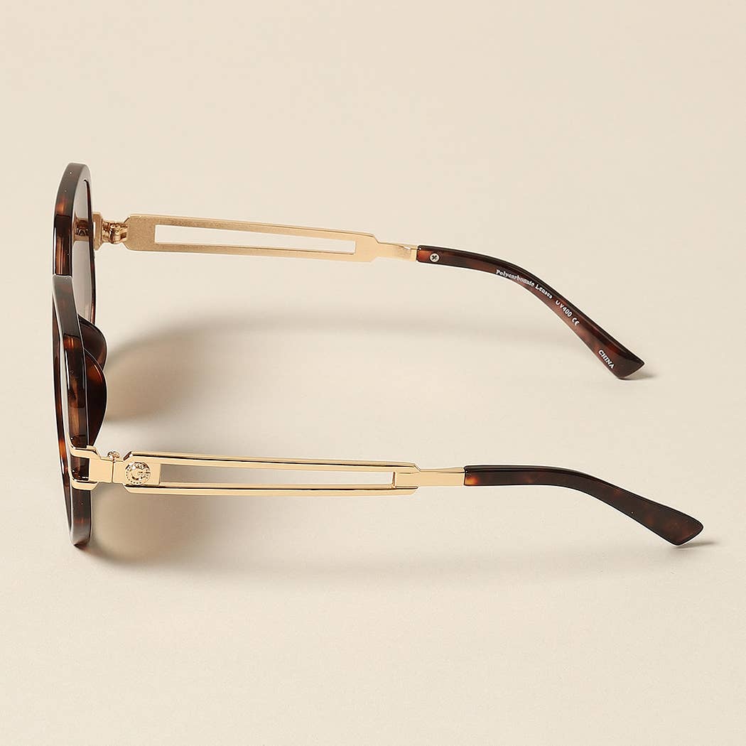 Women's Unique Temples Geometric Sunglasses: 12 ASSORTED COLORS / ONE SIZE - Anew Couture