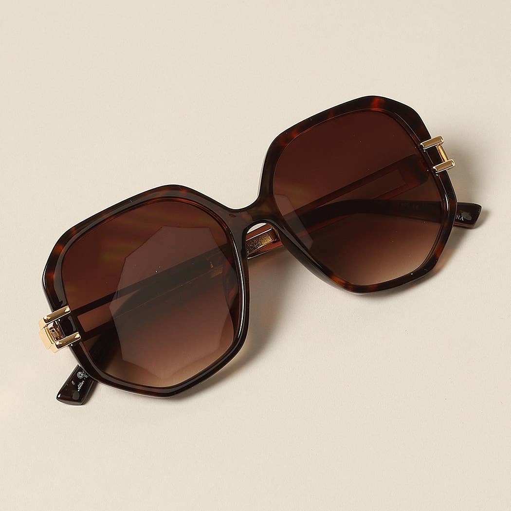 Women's Unique Temples Geometric Sunglasses: 12 ASSORTED COLORS / ONE SIZE - Anew Couture