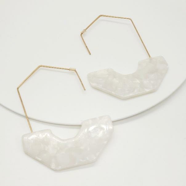 Geometric Resin Half Circle Hoop Earrings - Anew Couture