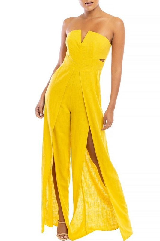 Mustard Linen Jumpsuit - Anew Couture