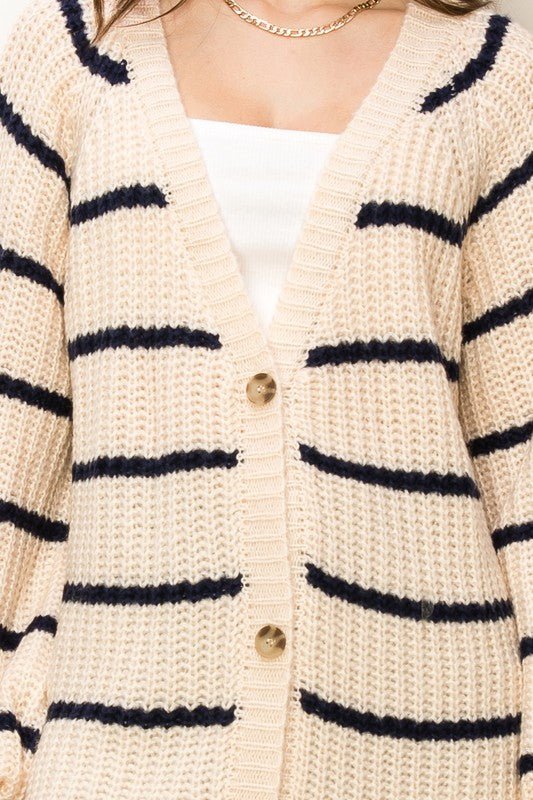 Oversized Striped Sweater Cardigan - Anew Couture