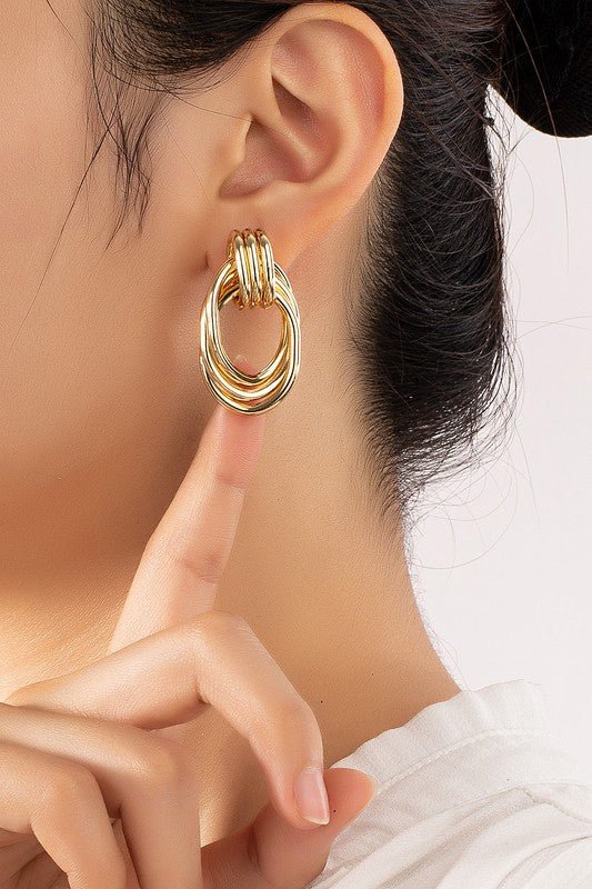 Premium trio metal knot and hoop earrings - Anew Couture