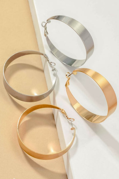 Satin surface wide hoop earrings - Anew Couture
