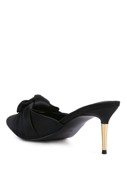 Queenie Satin Stiletto Mule Sandals - Anew Couture