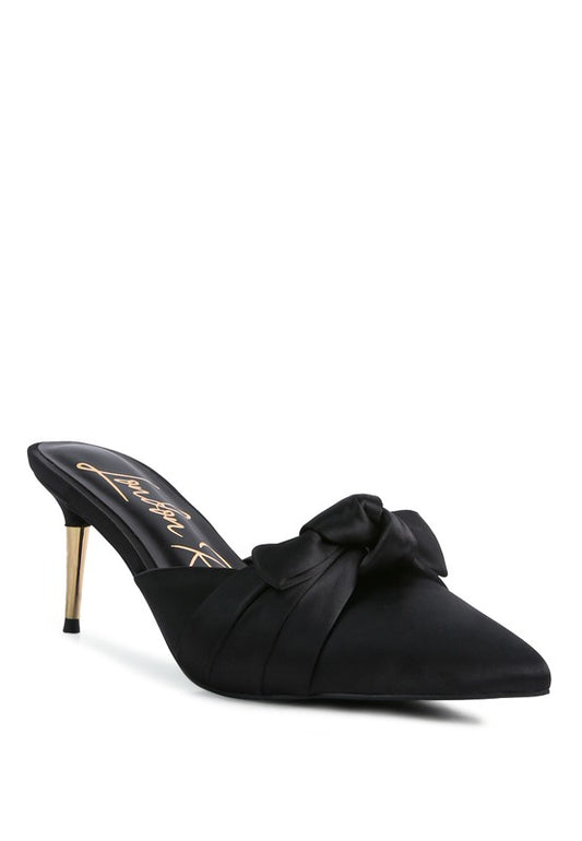 Queenie Satin Stiletto Mule Sandals - Anew Couture