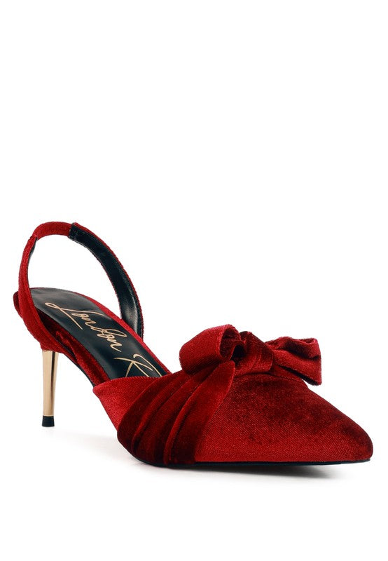 Velvet High Heel Mule Sandals