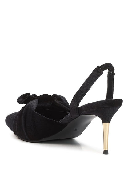 Velvet High Heel Mule Sandals