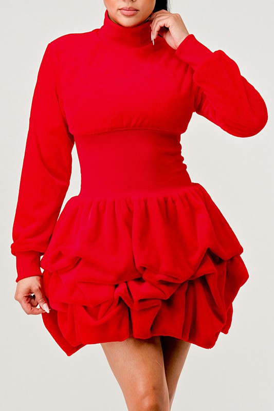 Ruffle Long Sleeve Mini Dress