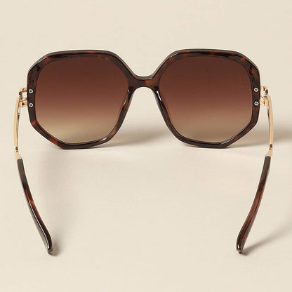 Women's Unique Temples Geometric Sunglasses: 12 ASSORTED COLORS / ONE SIZE - Anew Couture
