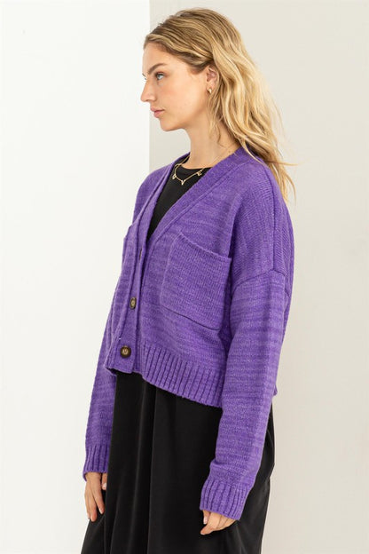 Crop Shoulder Cropped Cardigan Sweater - Anew Couture