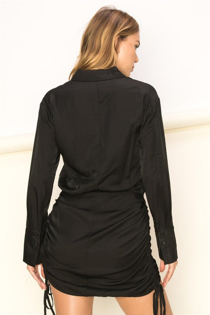 Ruched Button-Front Shirt Dress - Anew Couture