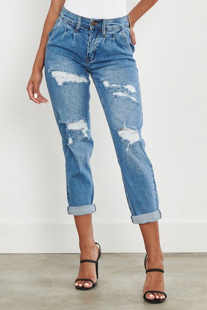 High Waisted Boyfriend Jeans - Anew Couture