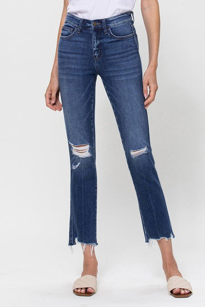 Midrise Crop Slim Straight Denim - Anew Couture