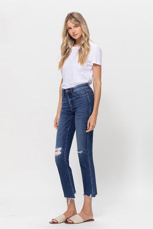 Midrise Crop Slim Straight Denim - Anew Couture