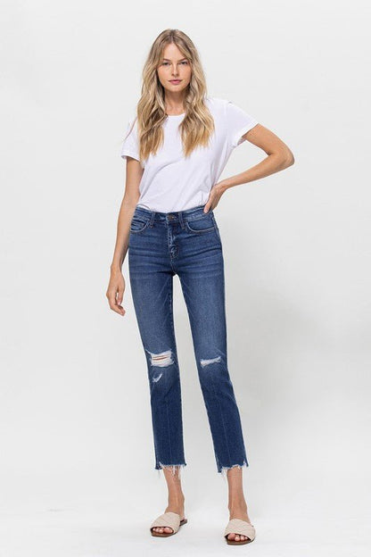 Midrise Crop Slim Straight Denim - Anew Couture