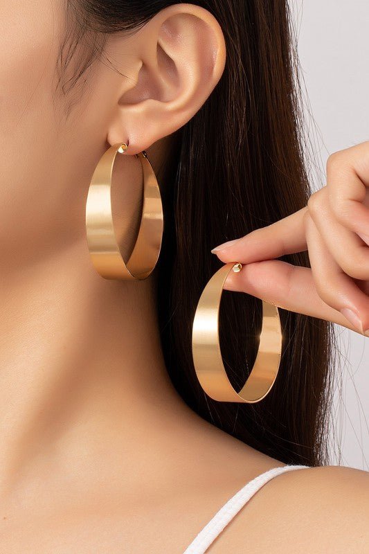 Satin surface wide hoop earrings - Anew Couture